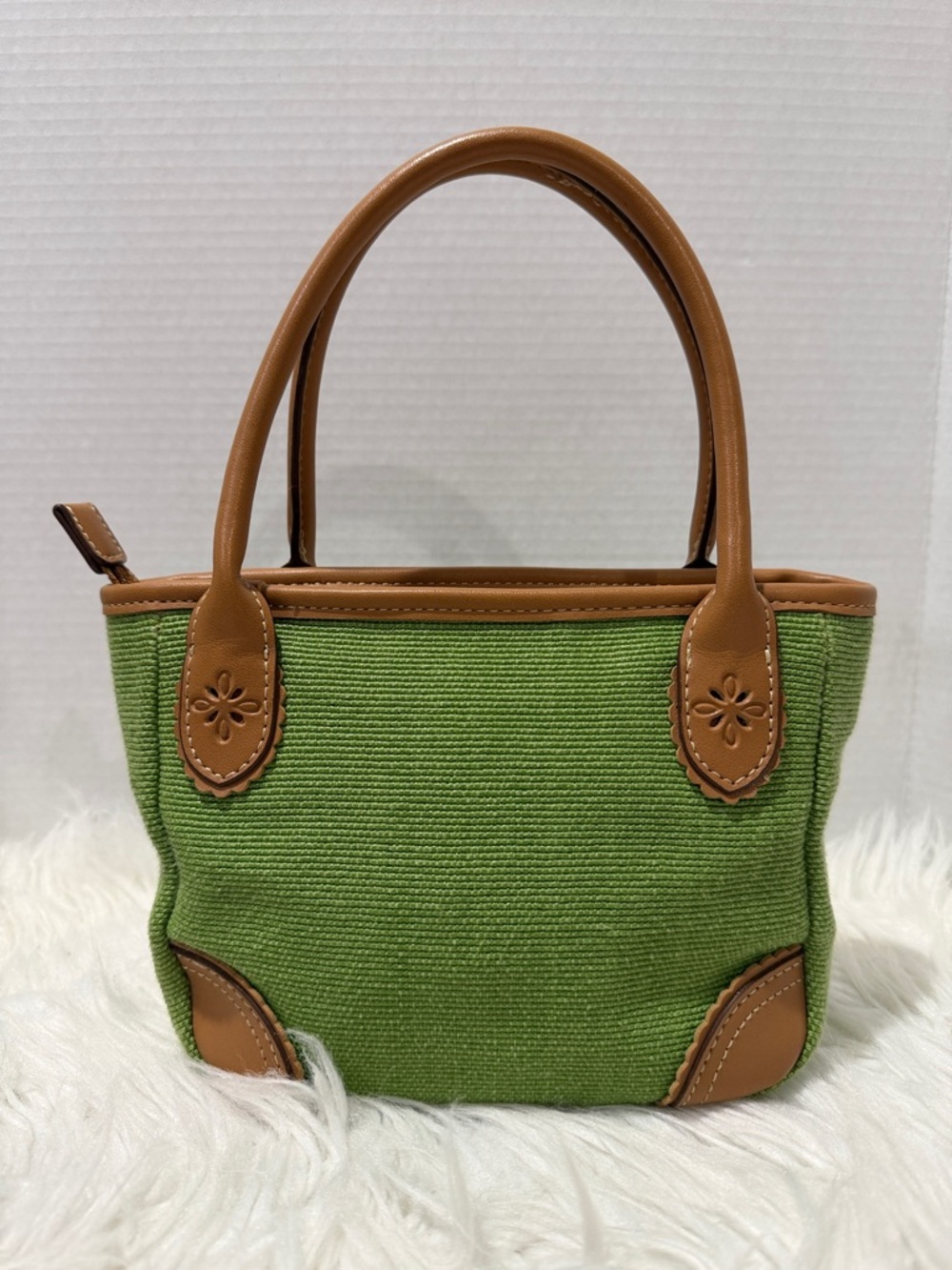 RELIC Green Canvas Compact Tote with Tan Trim